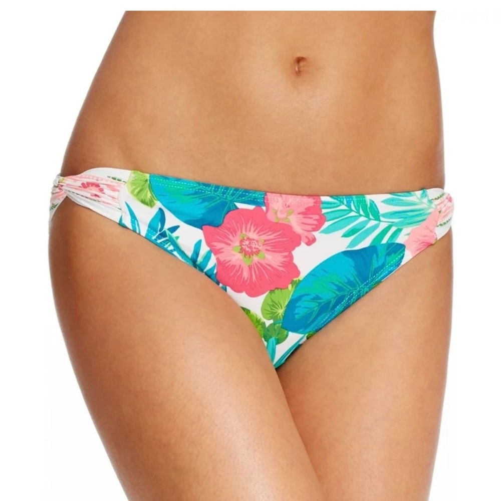 Coco Reef White Tropical Hipster Bikini Bottom knot sides Large